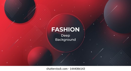 Minimal geometric background. Social media web banner for shopping, sale, product promotion. Background for website and mobile app banner, email. Vector illustration in black and red colors.