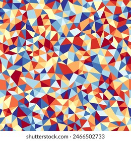 Minimal geometric background. Tiny triangles size. Repeatable pattern. Stylish vector tiles. Warm to Cool Spectrum Palette. Seamless vector illustration.