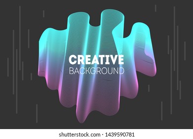 Minimal geometric background. Trendy gradient wavy lines composition