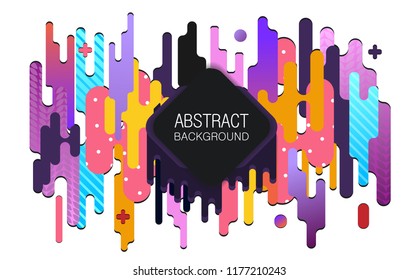 Minimal geometric background. Trendy neon lines and circles wallpaper in a modern material design style. Gradient shapes composition. Vector background with paper card and abstract colorful shapes. 