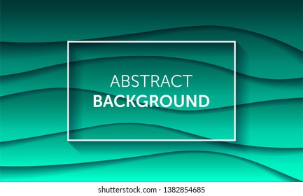 Minimal geometric background in turquoise, mint color. Dynamic 3D composition. Frame for text, presentation, poster, web.