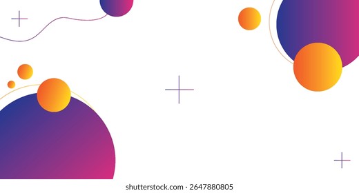 Minimal Geometric Background with Vibrant Gradient Circles and Abstract Lines on White. Perfect for Modern Design