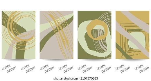 Minimal geometric backgrounds set with organic shapes and lines.Colorful geometric pattern with art texture. For printing on covers, banners, sales, flyers. Modern design. Vector. 