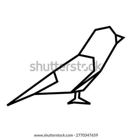 Minimal geometric bird illustration made with clean angular lines, forming a modern and stylish avian figure in a simple composition.