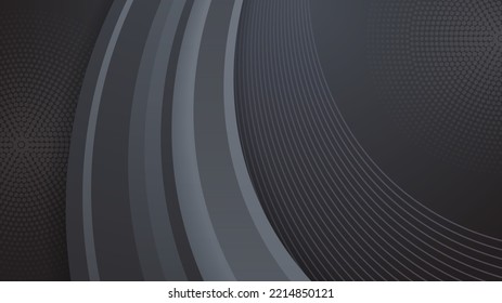 Minimal geometric black gradient background. Dynamical shapes, forms, line composition. Abstract dark flat banner. Business creative fluid presentation party backdrop. Memphis Black Friday Sale BG