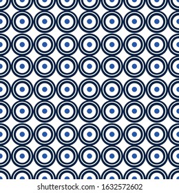 Minimal geometric blue circle and dots pattern.Simple repeat print seamless pattern on Vector EPS10 ,Design for fashion,fabric,web,wallpaper,wrapping and all prints on white