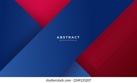 Minimal geometric blue red banner geometric shapes light technology background abstract design. Vector illustration abstract graphic design banner pattern presentation background web template.