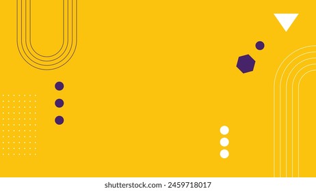 Minimal geometric bright yellow background with abstract shapes. Vector illustration