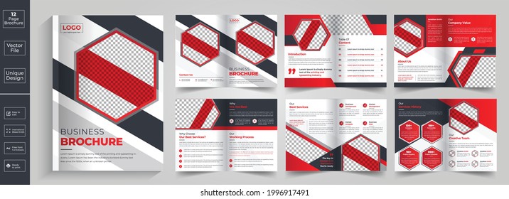 Diseño de folletos minimo y geométrico, folleto, folleto, folleto, revista, catálogo o informe de la empresa, Diseño de libros de texto, diseño de folletos comerciales creativos, diseño de un folleto de 12 páginas de diseño de informes anuales