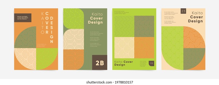 Minimal geometric business presentation set. Vector A4 vertical orientation. Layout for book cover, poster, banner, placard, brochure, annual report, card, flyer and. Line waves cover design template.