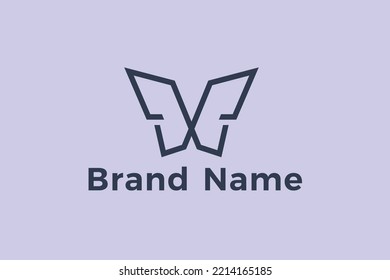 Minimal and geometric butterfly logo design