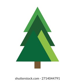 Minimaler geometrischer Weihnachtsbaumvektor aus Dreiecken und einfachen Formen, flaches Design