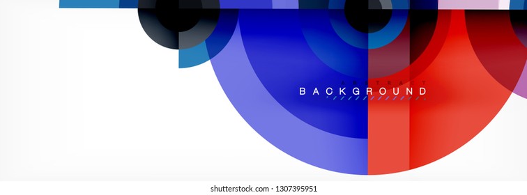 Minimal geometric circles and triangles abstract background, techno modern design, poster template, vector design
