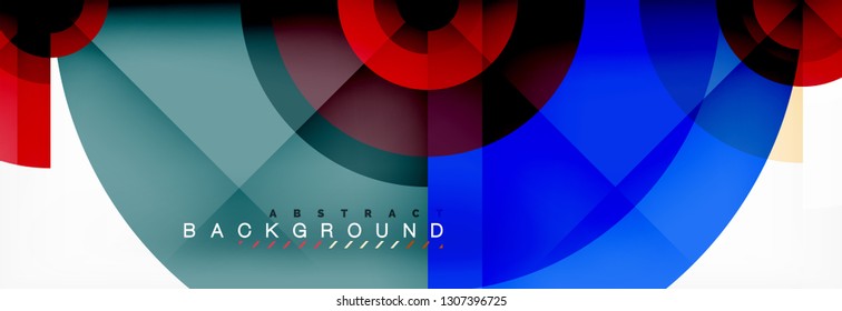 Minimal geometric circles and triangles abstract background, techno modern design, poster template, vector design