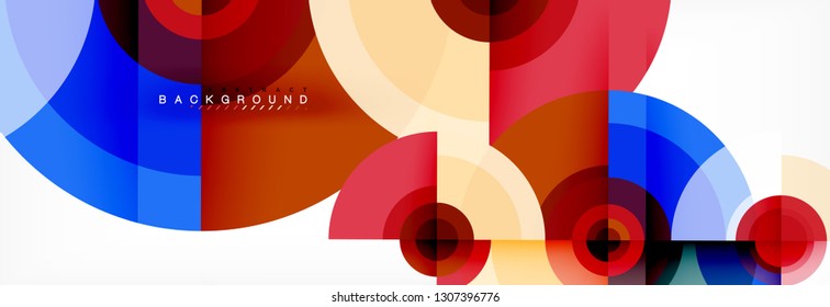 Minimal geometric circles and triangles abstract background, techno modern design, poster template, vector design