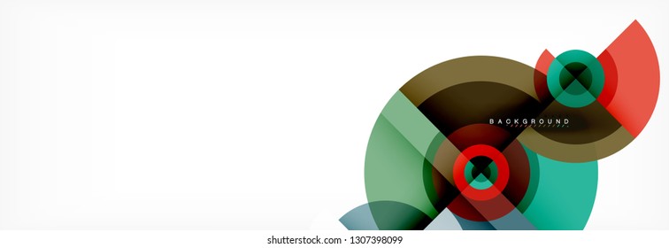 Minimal geometric circles and triangles abstract background, techno modern design, poster template, vector design