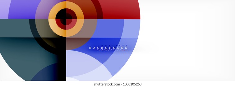 Minimal geometric circles and triangles abstract background, techno modern design, poster template, vector design