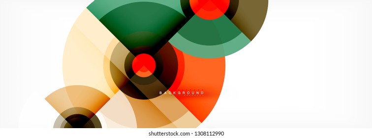 Minimal geometric circles and triangles abstract background, techno modern design, poster template, vector design