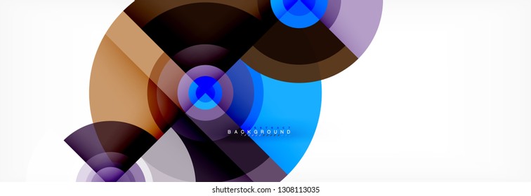 Minimal geometric circles and triangles abstract background, techno modern design, poster template, vector design