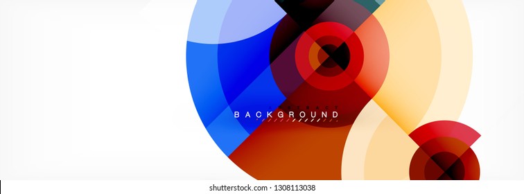 Minimal geometric circles and triangles abstract background, techno modern design, poster template, vector design