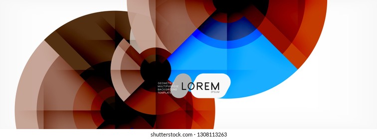 Minimal geometric circles and triangles abstract background, techno modern design, poster template, vector design