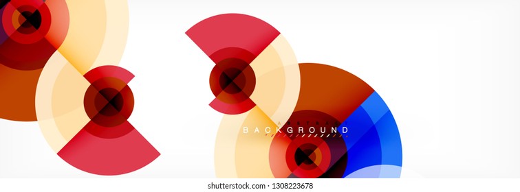 Minimal geometric circles and triangles abstract background, techno modern design, poster template, vector design