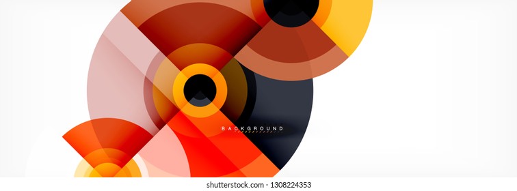 Mínimos círculos geométricos y triángulos de fondo abstracto, diseño tecno moderno, plantilla de afiche, diseño vectorial
