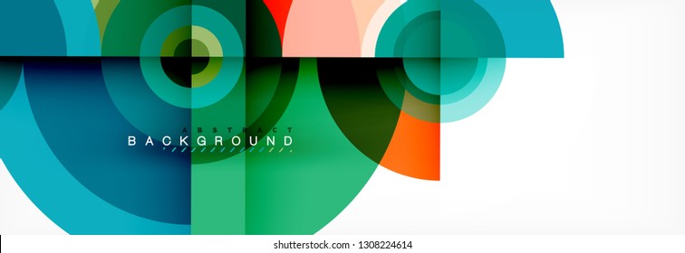 Minimal geometric circles and triangles abstract background, techno modern design, poster template, vector design