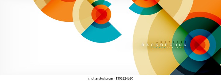 Minimal geometric circles and triangles abstract background, techno modern design, poster template, vector design