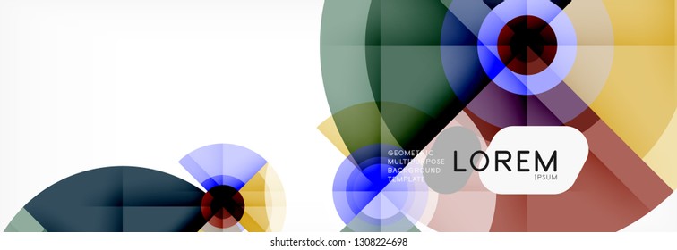 Minimal geometric circles and triangles abstract background, techno modern design, poster template, vector design