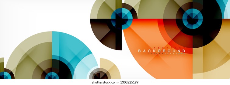 Minimal geometric circles and triangles abstract background, techno modern design, poster template, vector design