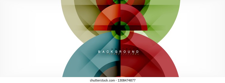 Minimal geometric circles and triangles abstract background, techno modern design, poster template, vector design