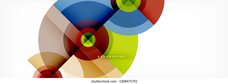 Minimal geometric circles and triangles abstract background, techno modern design, poster template, vector design