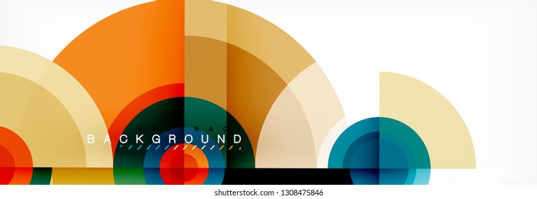 Minimal geometric circles and triangles abstract background, techno modern design, poster template, vector design