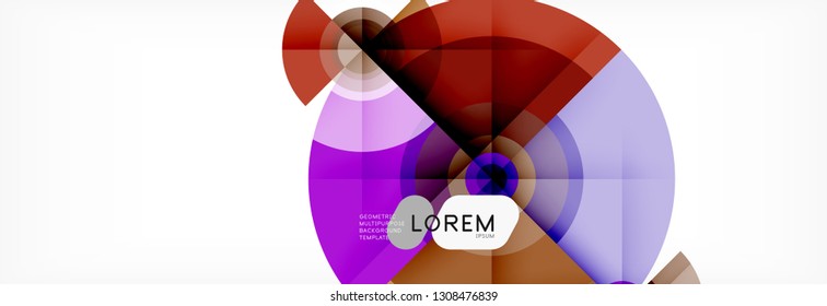 Minimal geometric circles and triangles abstract background, techno modern design, poster template, vector design