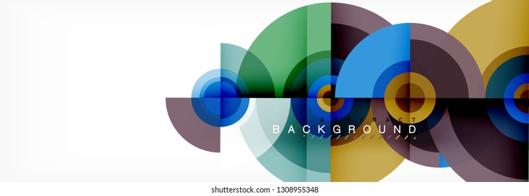 Minimal geometric circles and triangles abstract background, techno modern design, poster template, vector design