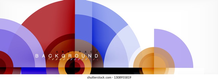 Minimal geometric circles and triangles abstract background, techno modern design, poster template, vector design