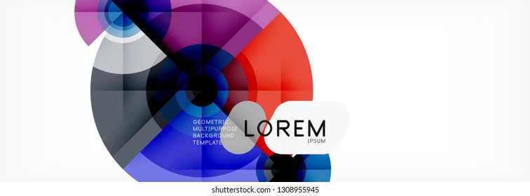 Minimal geometric circles and triangles abstract background, techno modern design, poster template, vector design