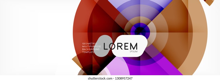 Minimal geometric circles and triangles abstract background, techno modern design, poster template, vector design