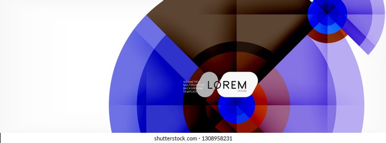 Minimal geometric circles and triangles abstract background, techno modern design, poster template, vector design