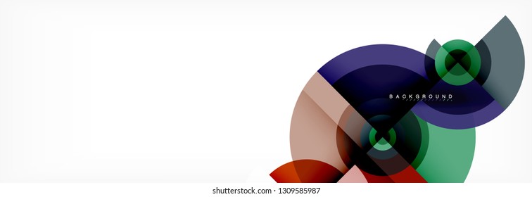 Minimal geometric circles and triangles abstract background, techno modern design, poster template, vector design