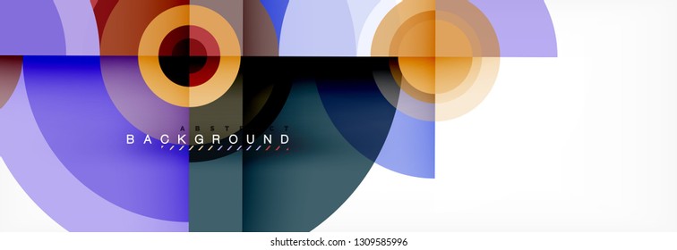 Minimal geometric circles and triangles abstract background, techno modern design, poster template, vector design