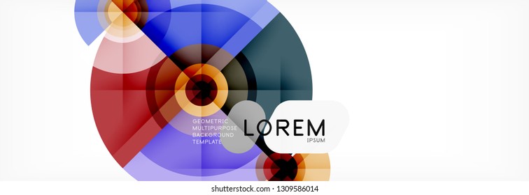 Minimal geometric circles and triangles abstract background, techno modern design, poster template, vector design