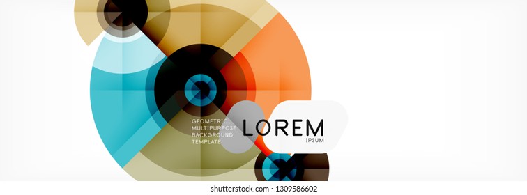 Minimal geometric circles and triangles abstract background, techno modern design, poster template, vector design
