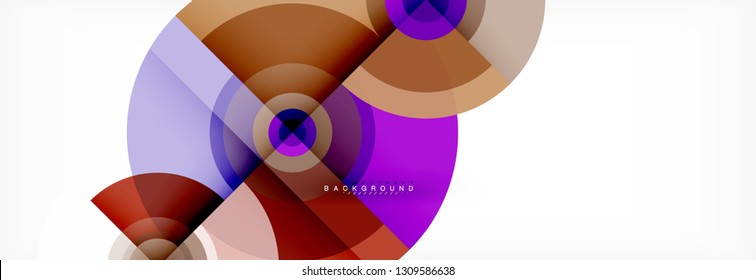 Minimal geometric circles and triangles abstract background, techno modern design, poster template, vector design