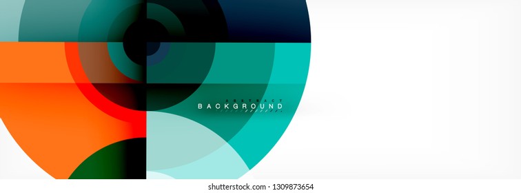 Minimal geometric circles and triangles abstract background, techno modern design, poster template, vector design