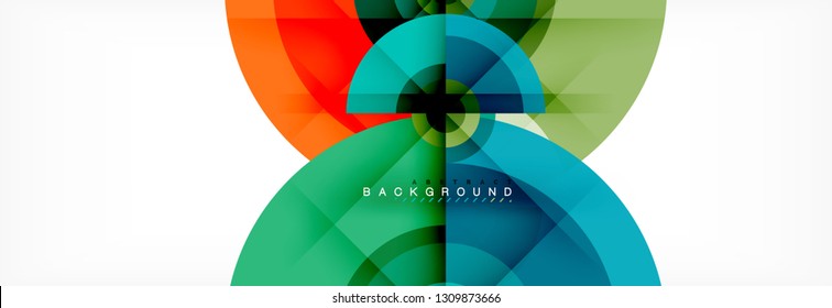 Minimal geometric circles and triangles abstract background, techno modern design, poster template, vector design