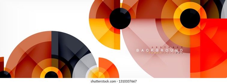 Minimal geometric circles and triangles abstract background, techno modern design, poster template, vector design