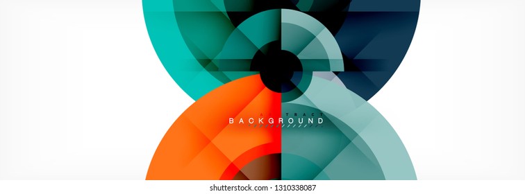 Minimal geometric circles and triangles abstract background, techno modern design, poster template, vector design