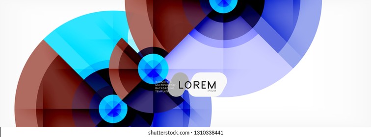 Minimal geometric circles and triangles abstract background, techno modern design, poster template, vector design